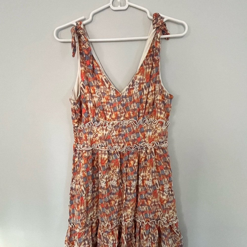 Gypsies & Moondust Orange and Cream Midi Dress